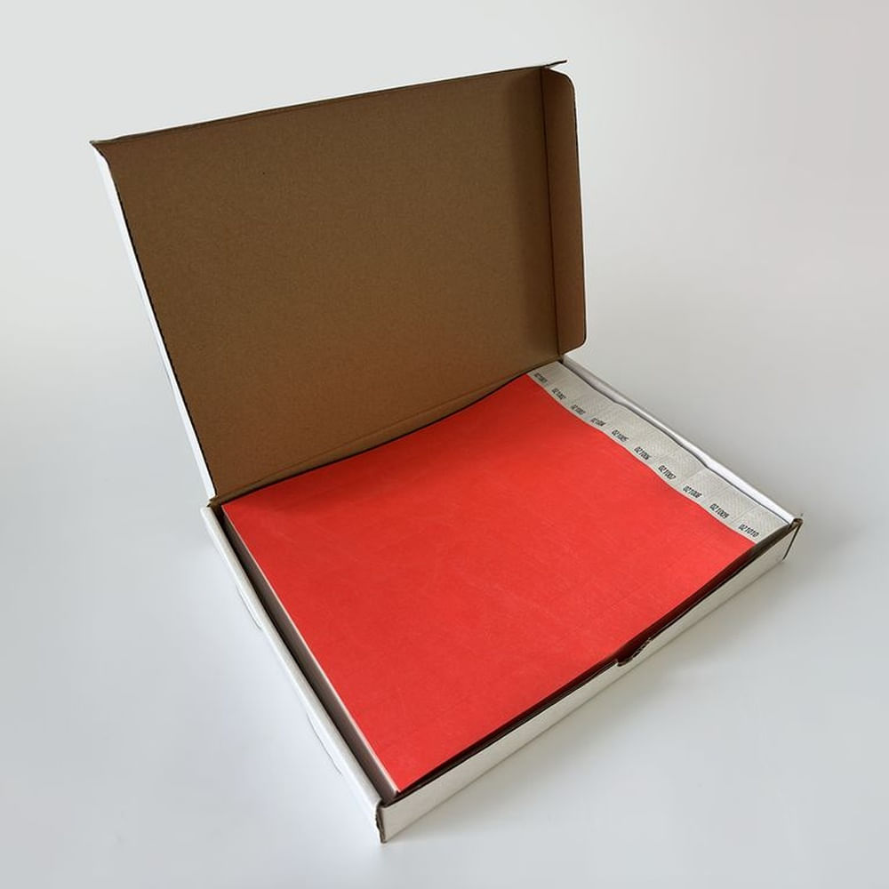 Brazaletes Tyvek Rojo Neón 3/4" x1000 Unidades Control de Acceso Eventos Flink Rojo