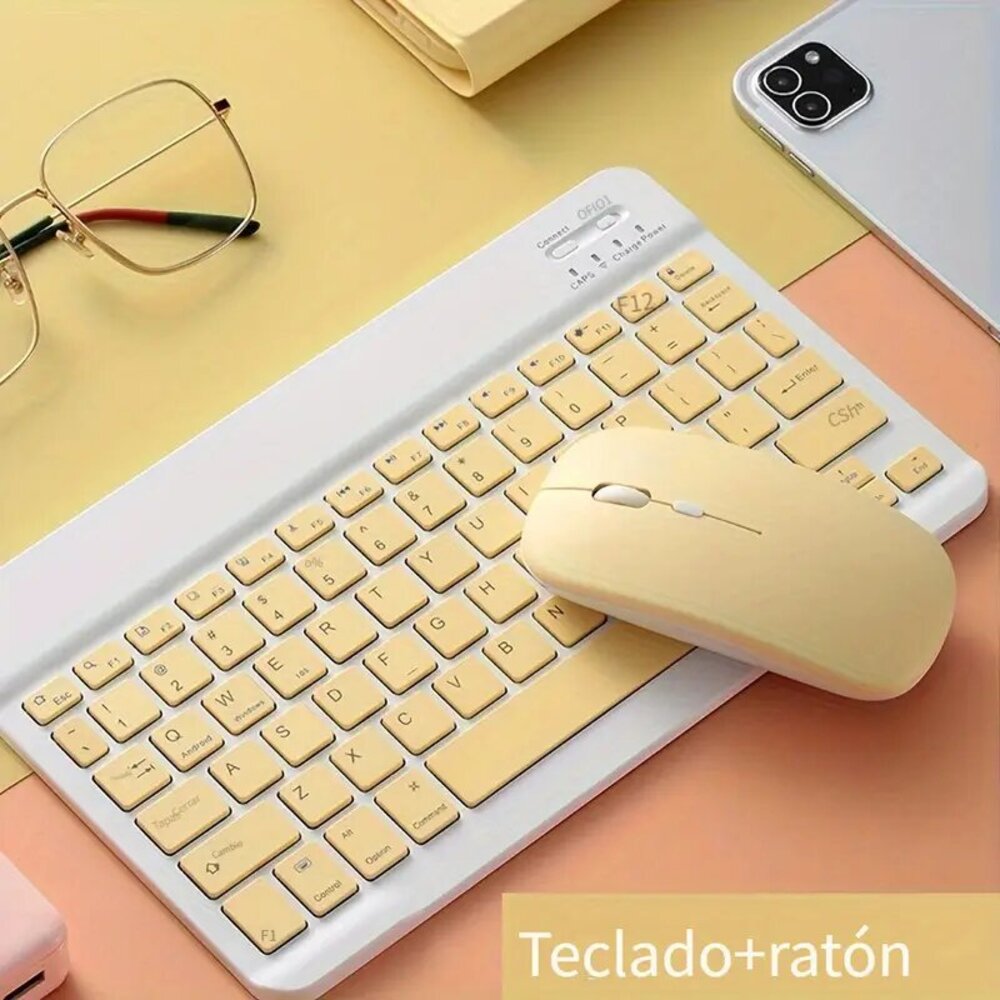 TECLADO MOUSE  SUPER DELGADO  AMARILLO INALAMBRICOS