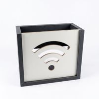 Organizador flotante de melamina para modem o router Wifi. Plomo