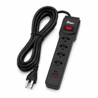Supresor de Picos Extensión Eléctrica de 300 cm 7 en 1 Tomacorrientes USB Tipo C