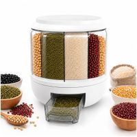 Dispensador de Granos Alimentos Arroz Menestras Rotación 360 6 Secciones