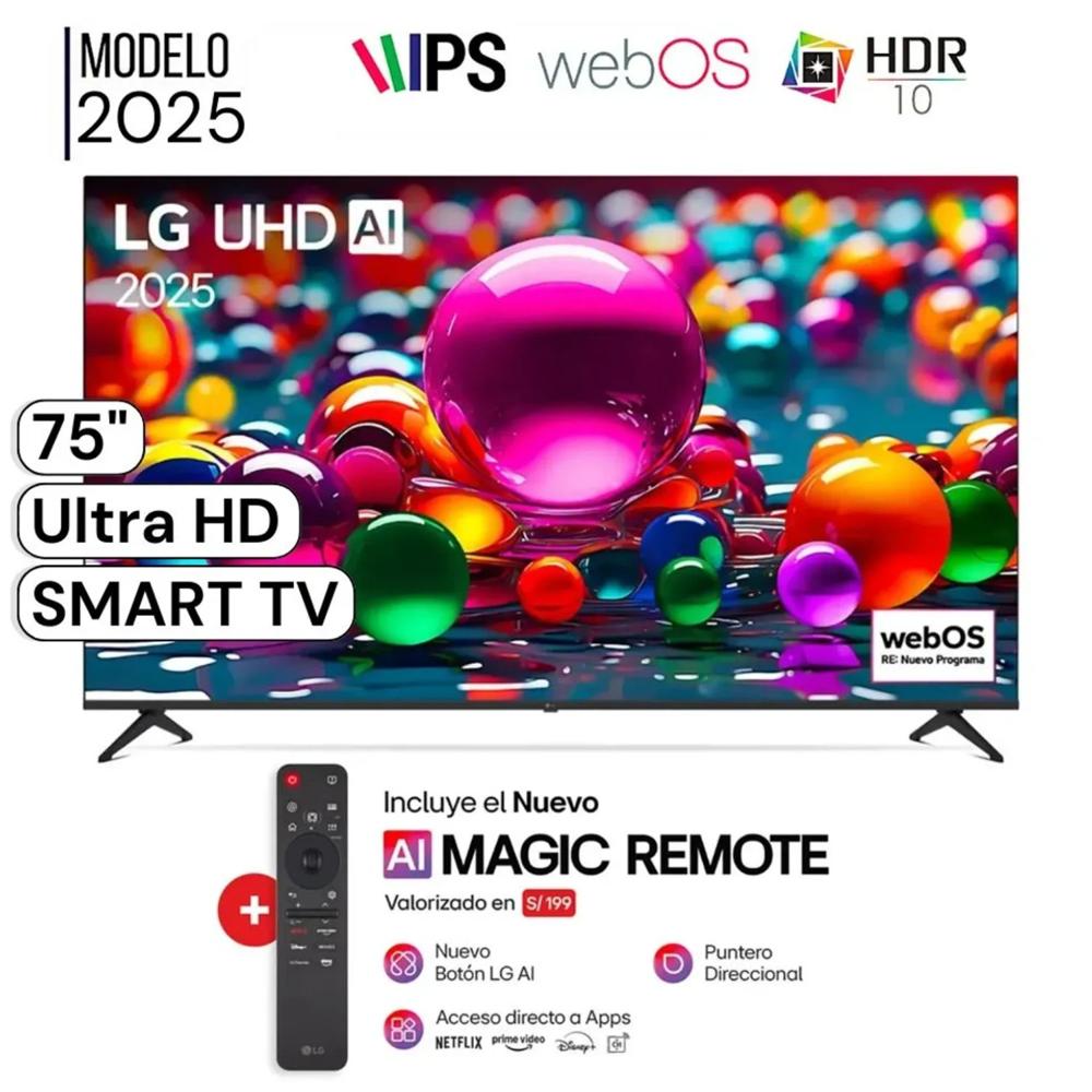 Televisor LG 75 LED UHD 4K Smart TV ThinQ AI 75UA8050PSA