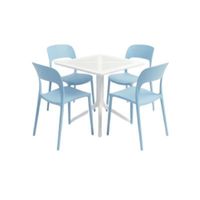 Pack  de Comedor / Mesa TORONTO BLANCO  + 4 sillas LISBOA CELESTE BEBE