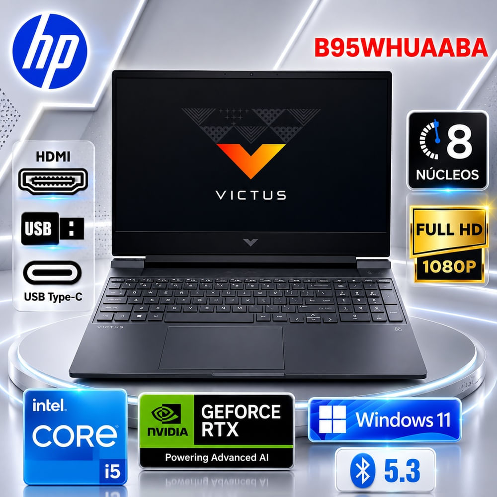 Laptop Gamer HP Victus 15.6 FHD 144Hz Intel i5 13420H 8GB RAM 512GB SSD RTX 3050 6GB 15-FA2013DX