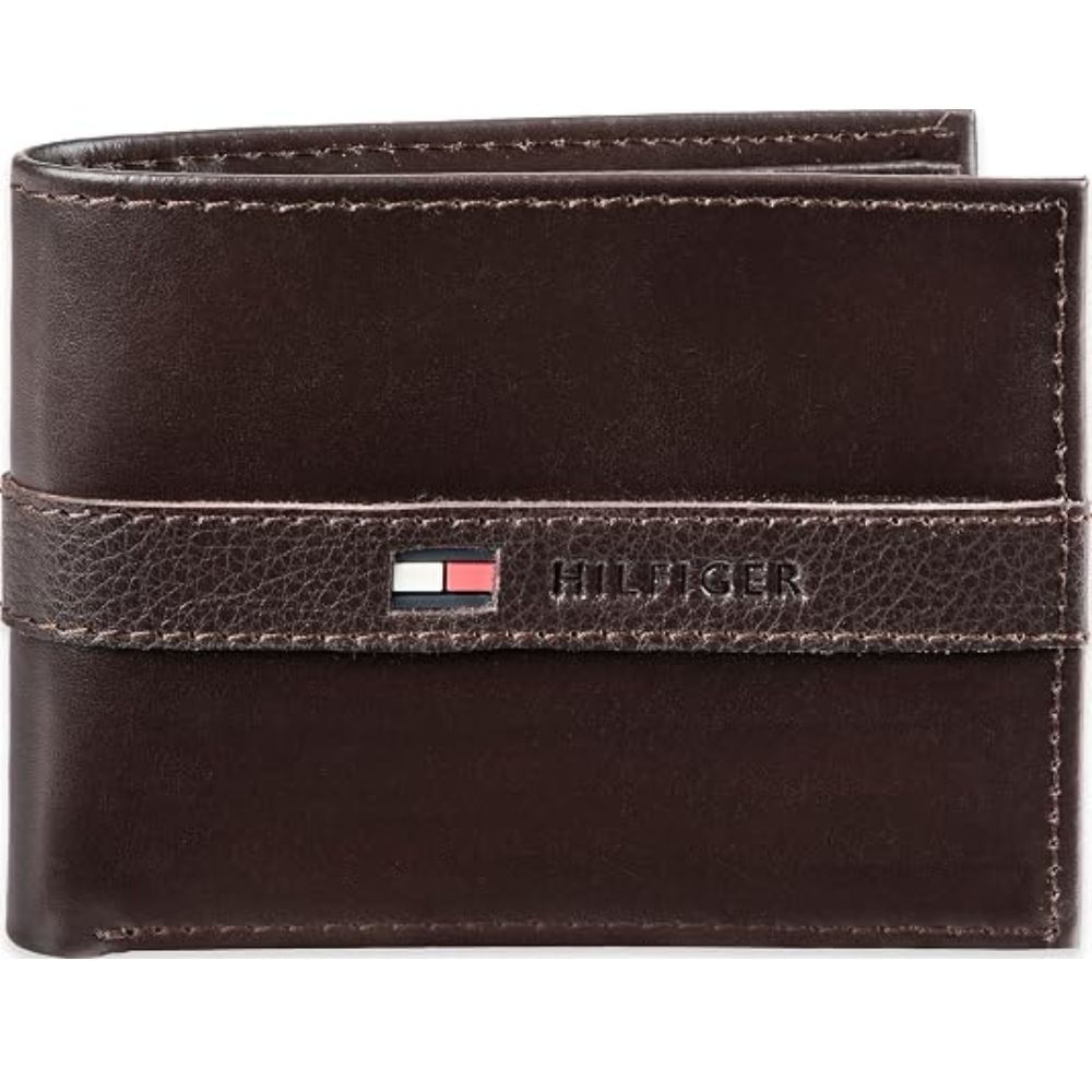 Billetera TOMMY HILFIGER Cuero Delgada - Marrón Oscuro