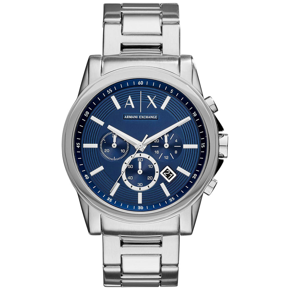 Reloj Armani Exchange Outerbanks Fecha Cronómetro Acero Inoxidable Dial Azul