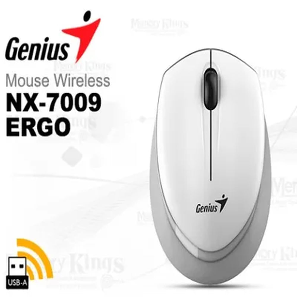 Mouse Inalámbrico Ergonómico Genius NX-7009 Ergo Color Blanco 1200 DPI