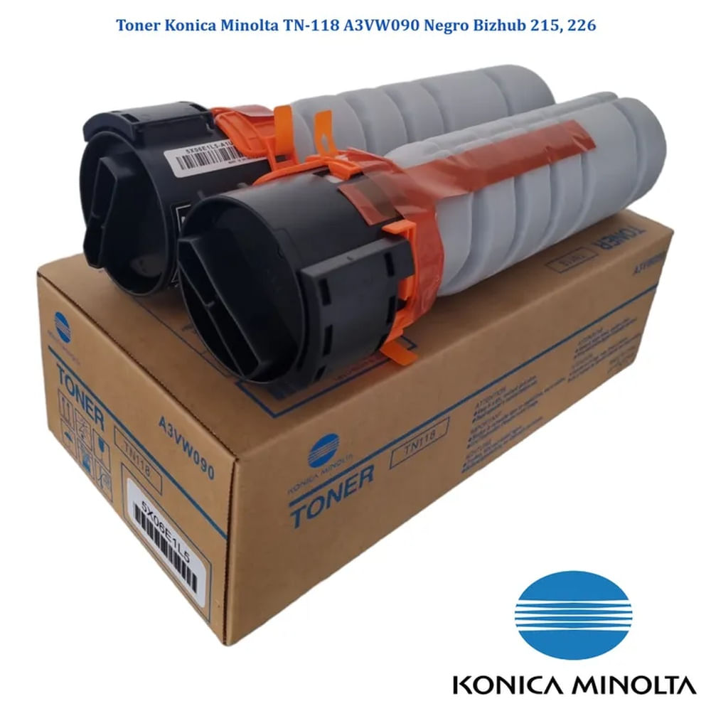 Toner Konica Minolta TN-118 A3VW090 Negro Bizhub 215, 226