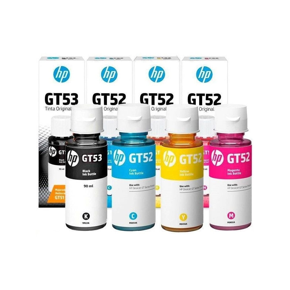 Tinta HP GT52 - GT53 Kit x4 Colores CMYBK