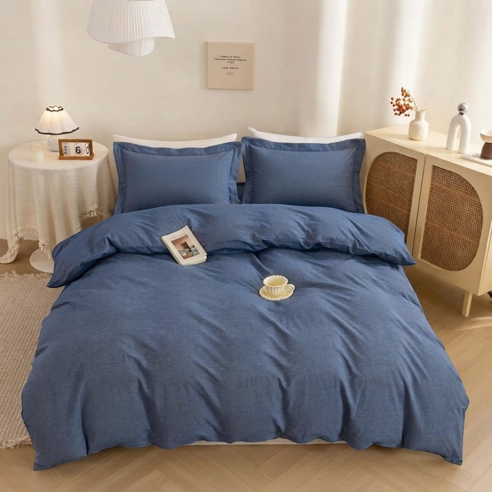 Funda Plumón Clásica Orma Hogar Simply Denim 200 Hilos Algodón Pima King