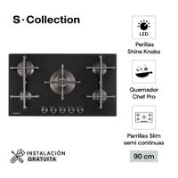 Cocina Encimera 90cm S-Collection 3120SOLCO076 Pureblack a Gas Smart