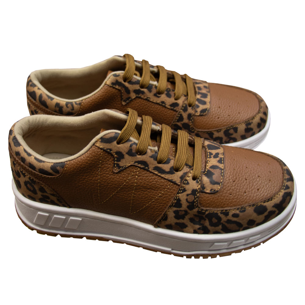 Zapatilla Plataforma Mujer Corelli Leona Cuero Natural/Print Talla 38