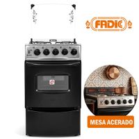 Cocina FADIC con tapa de vidrio y Horno Sami 4h Negro