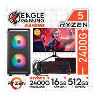 Computadora PC GAMER RYZEN 5 2400G RAM 16GB SSD 512GB Monitor 24 con KIT Gamer