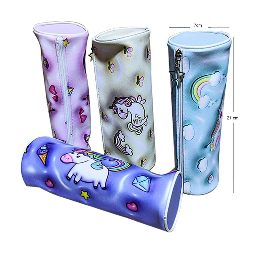 Pack De 2 Cartucheras Escolar Unicornio Kawaii Amarillo XXXL