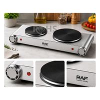 Estufa Eléctrica Doble RAF R.8072 2500W Con Regulación De Temperatura Y Doble Hornilla