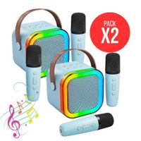 Micrófono Karaoke Con Parlante Celeste Para Diversión De Los Peques Pack X2 Unidades