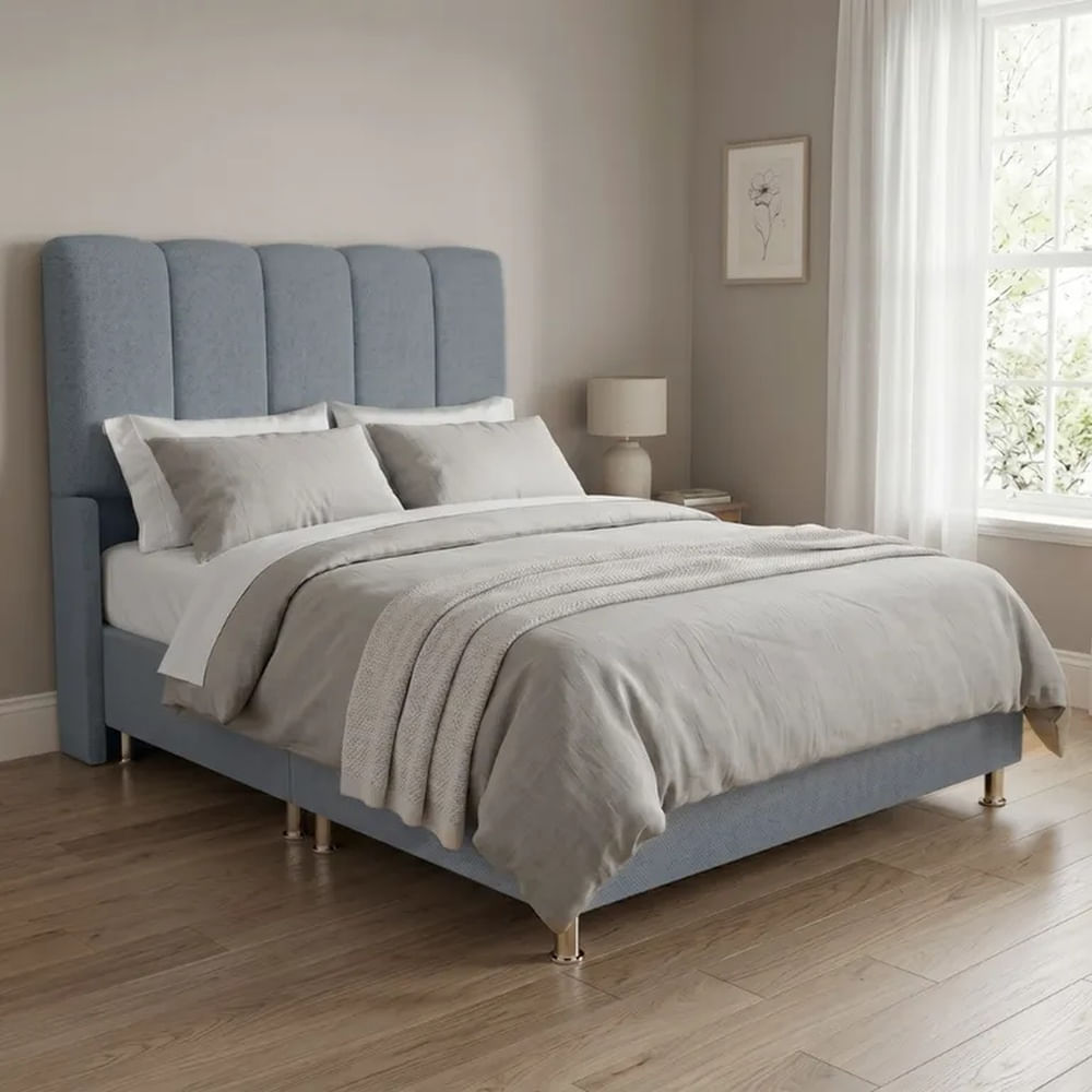 Cama Box Tarima Essenza + Cabecera Nube King - Gris Claro Multicolor