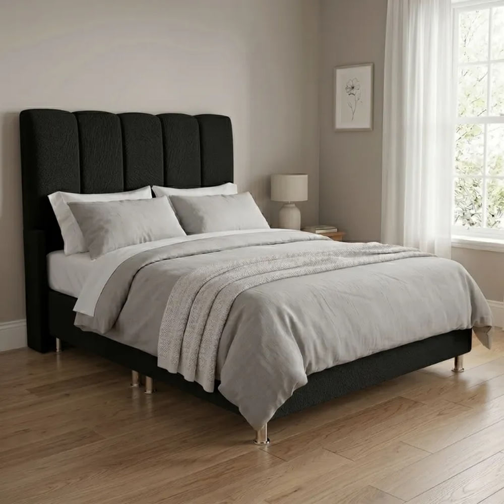 Cama Box Tarima Essenza + Cabecera Nube King - Negro Multicolor