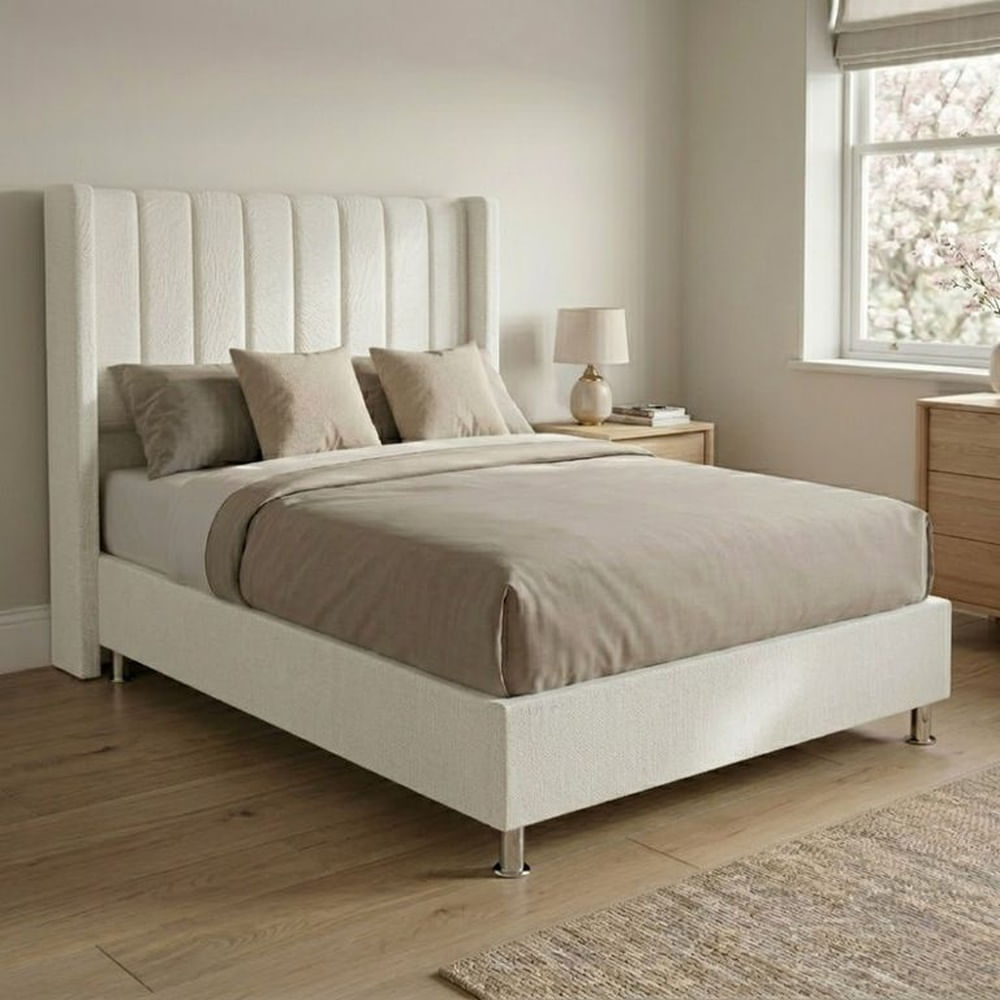 Cama Box Tarima Essenza + Cabecera Duna 2 Plazas - Blanco Multicolor