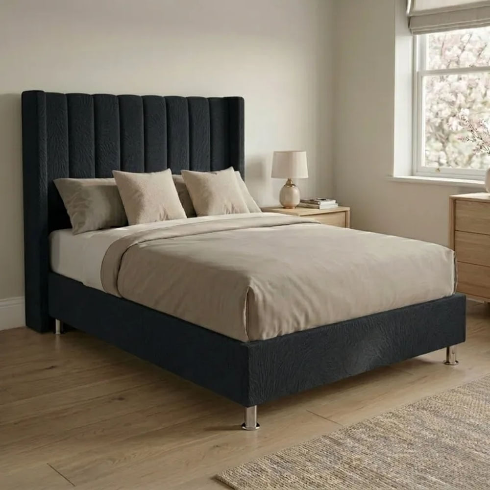 Cama Box Tarima Essenza + Cabecera Duna 2 Plazas - Negro Multicolor
