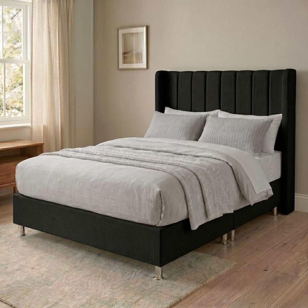 Cama Box Tarima Essenza + Cabecera Duna King - Negro Multicolor