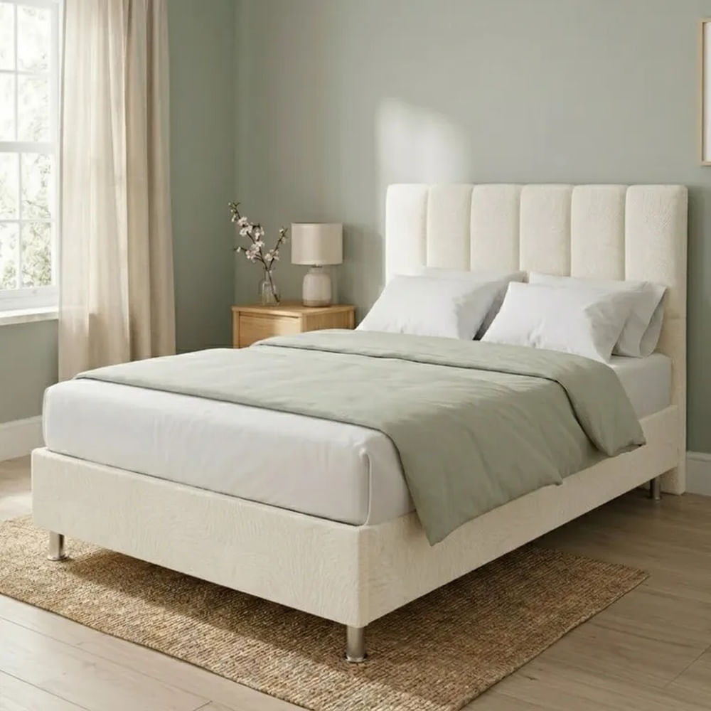 Cama Box Tarima Essenza + Cabecera Malva 1.5 Plazas - Blanco Multicolor