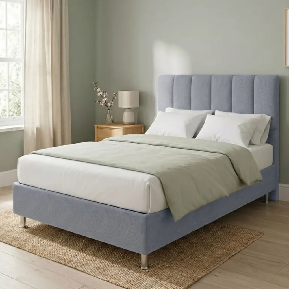 Cama Box Tarima Essenza + Cabecera Malva 1.5 Plazas - Gris Claro Multicolor