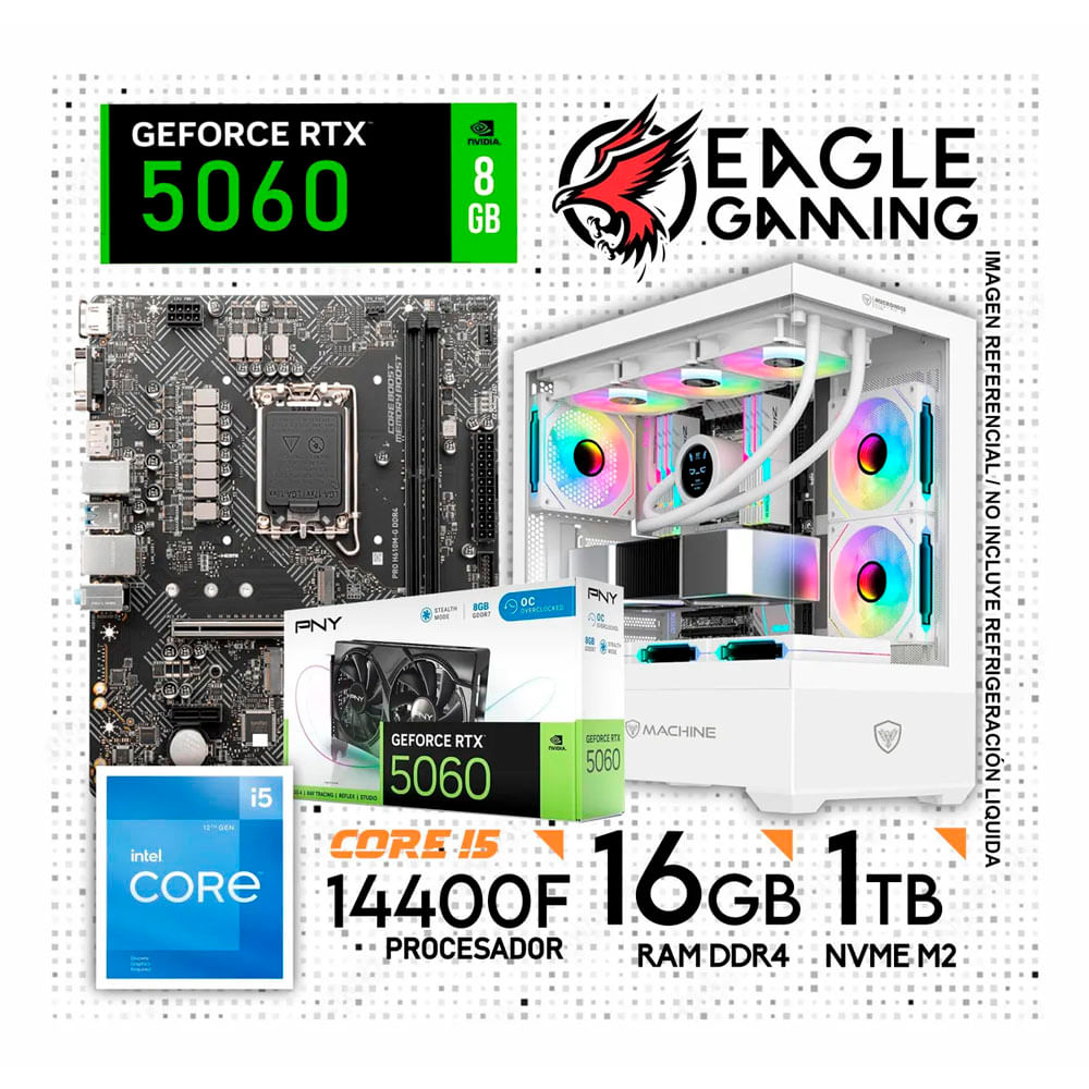Computadora Pc Intel Core I5 14400F RAM 16GB SSD 1TB RTX 5060 de 14va Generación