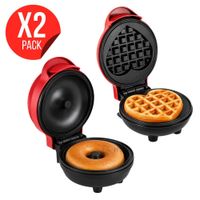 Pack X2 Waffle De Corazón Antiadherente Eléctrica Y Máquina Para Dona