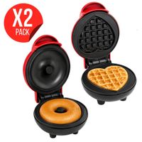Pack X2 Máquina Para Dona Y Waffle De Corazón Antiadherente Eléctrica