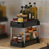 Organizador Multiuso de 2 Niveles Corredizo Negro 562NE01