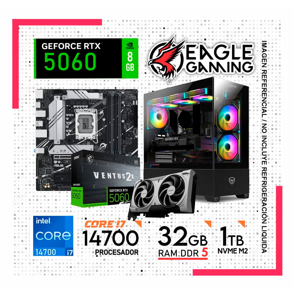 Computadora Pc Intel Core I7 14700 RAM 32GB SSD 1TB RTX 5060 de 14va Generación