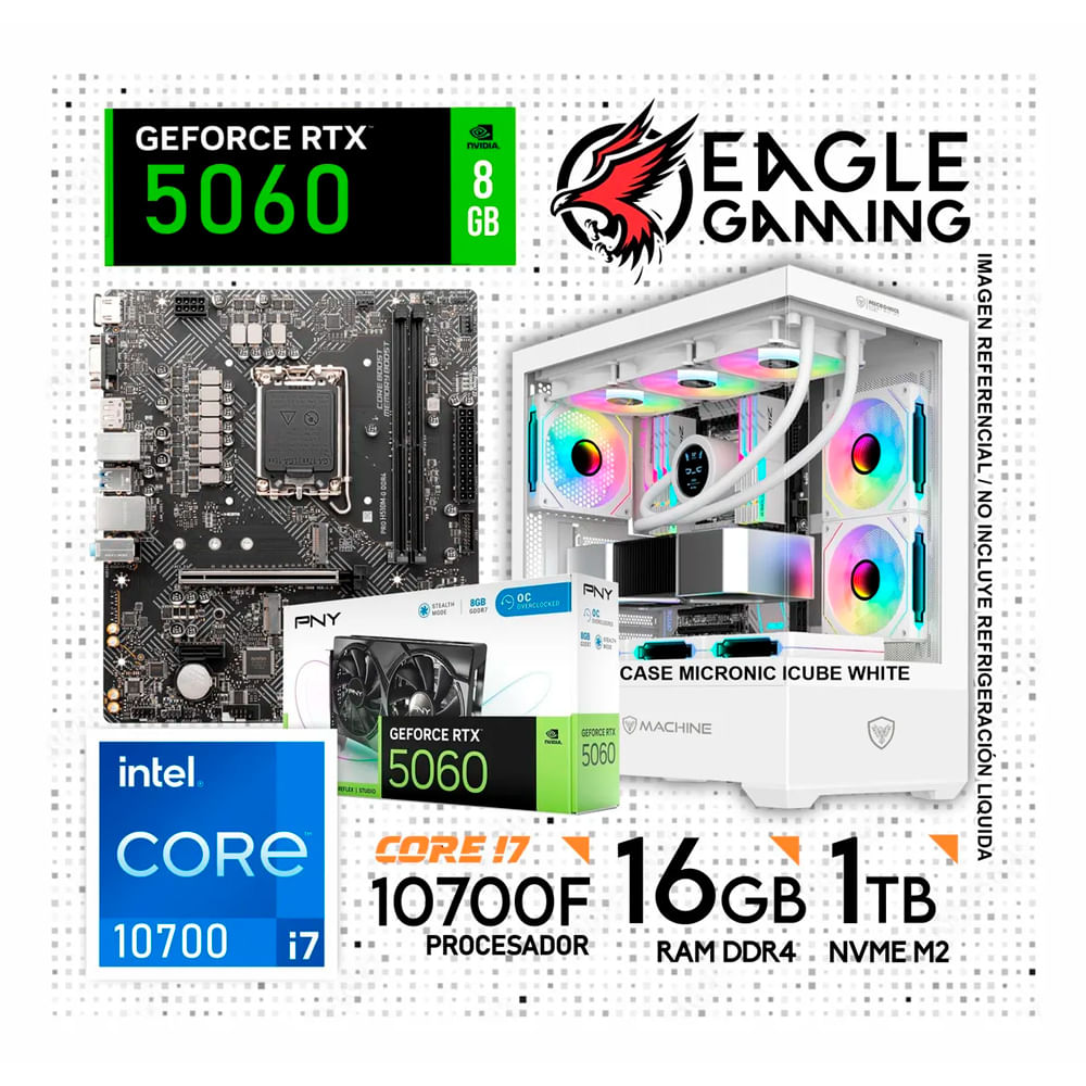 Computadora Pc Intel Core I7 10700F RAM 16GB SSD 1TB RTX 5060 de 10ma Generación