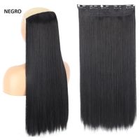 Extensiones Cabello Negro Largo 55cm Postizos Clips Pelo Lacio Genieka