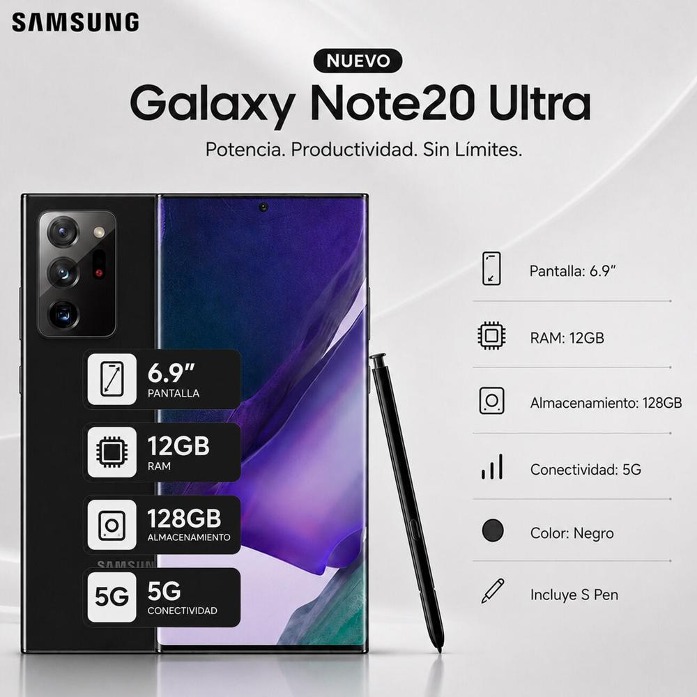Celular SAMSUNG Galaxy Note20 Ultra 12GB - 128GB Negro