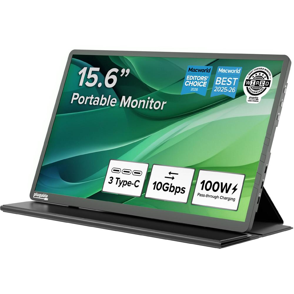Plugable Monitor Portátil 15.6"" USB-C IPS Full HD 1920 x 1080, 300 nits, 800:1, 178° Án