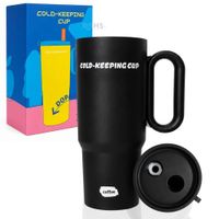 Vaso Térmico Negro De Acero Inoxidable Con Sorbete E Infusor