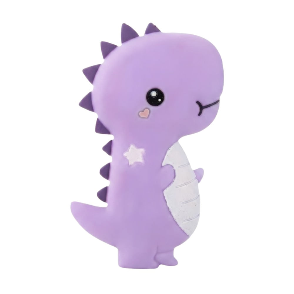 Mordedor de Silicona Dino Lila para Bebés con Estuche
