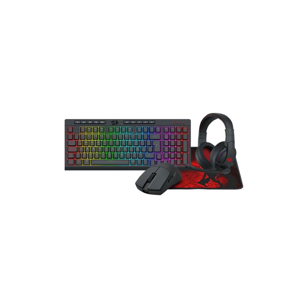 Combo Gamer Redragon 4 en 1 S147-SP Teclado K515 + Mouse M724 + Audífonos H211 + Mouse Pad P016