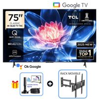 Televisor TCL QLED 75 UHD 4K Smart TV 75T6C GOOGLE - RACK MOVIBLE
