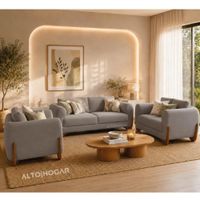 Juego de Sala Amarantha 3 2 1 Tapiz Antifluido Gris