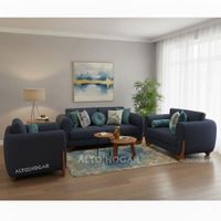 Juego de Sala Amarantha 3 2 1 Tapiz Antifluido Azul