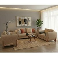 Juego de Sala Amarantha 3 2 1 Tapiz Antifluido Beige
