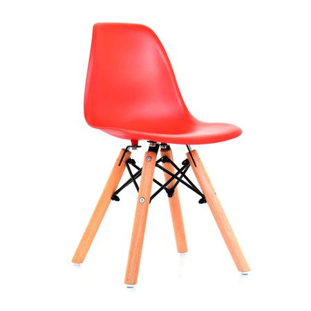 Silla de Diseño Decorativo Eames Polipropileno/Madera para Niños Rojo Bonno