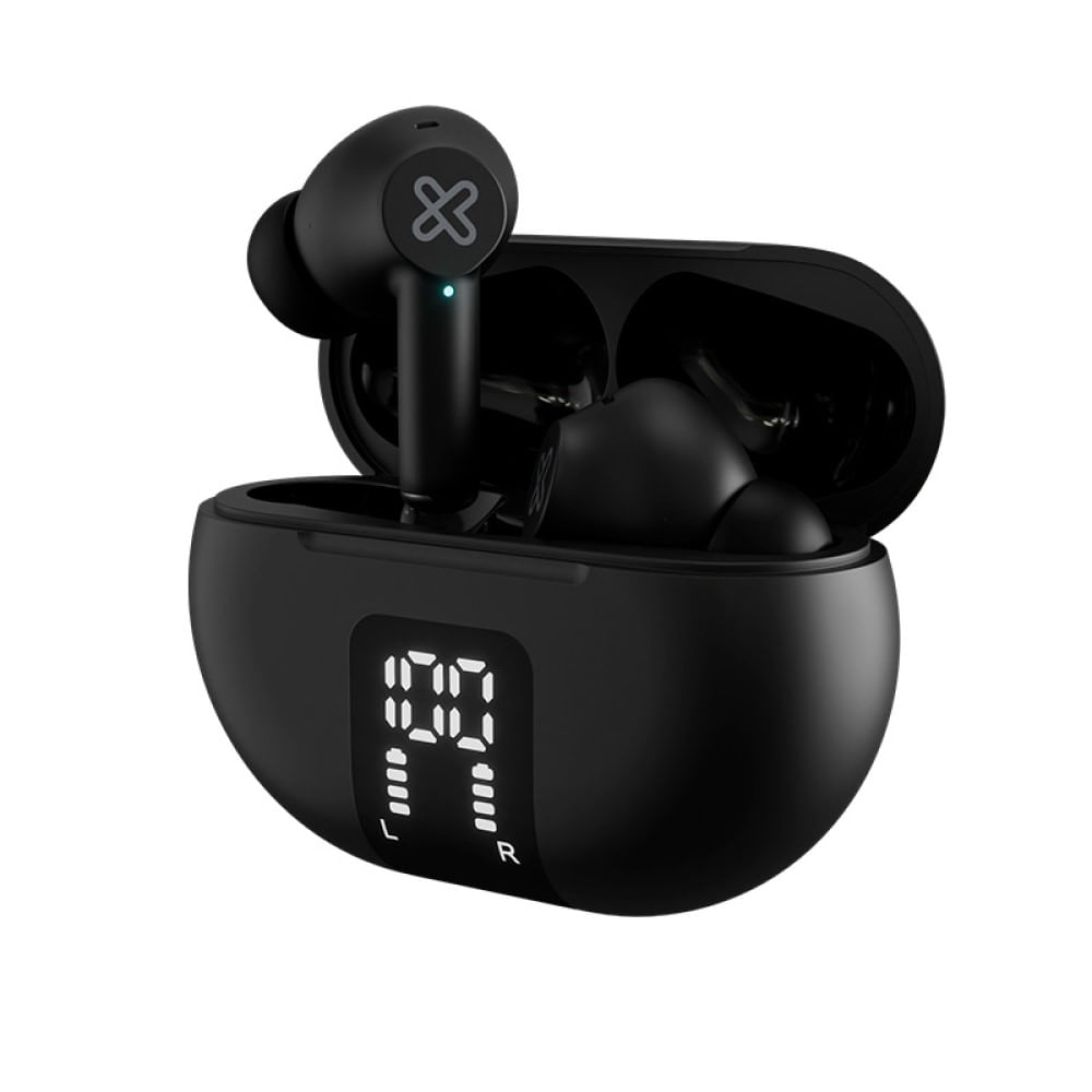 Klip Xtreme Audífonos TWS EdgeBuds ANC ENC Bluetooth 5.4 IPX4 y Pantalla LED Negro - KTE-755BK
