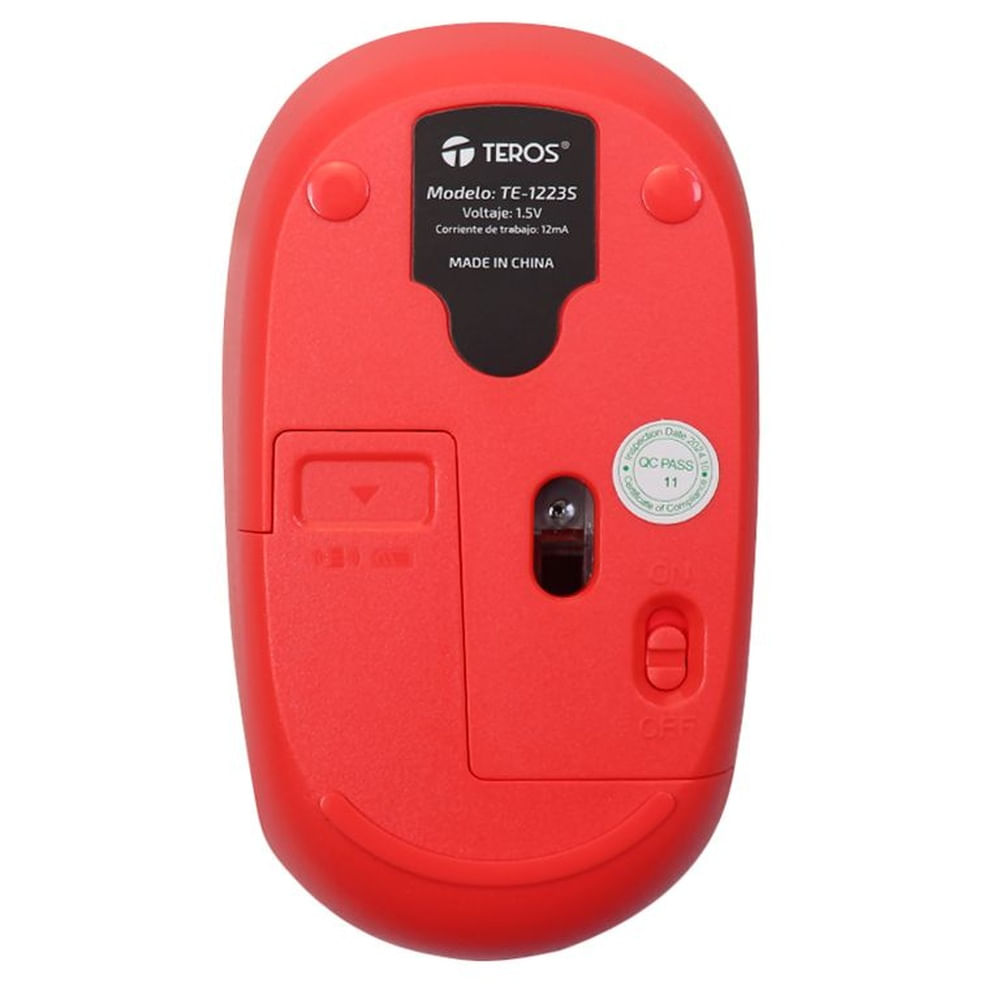 MOUSE ÓPTICO INALÁMBRICO TEROS TE-1223S 800-1200-1600 DPI RECEPTOR USB 4 BOTONES