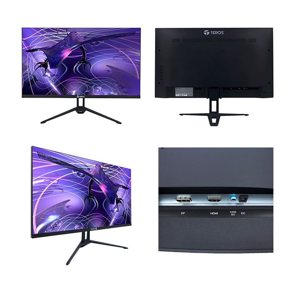 Monitor plano TEROS TE-2417S 23.8 FHD IPS 144Hz 1ms HDMI DP PARLANTES AUDIO OUT