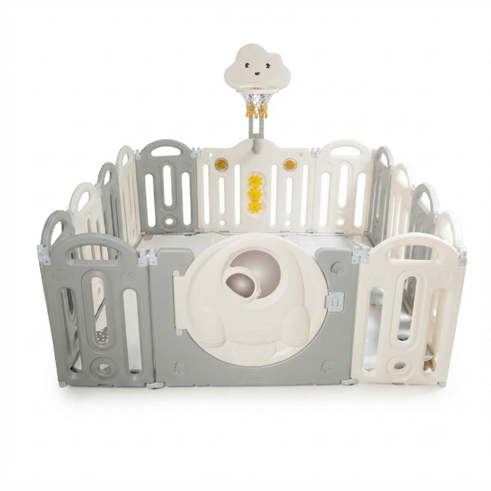 Corral de Juego con Alfombra EBABY852 GRIS