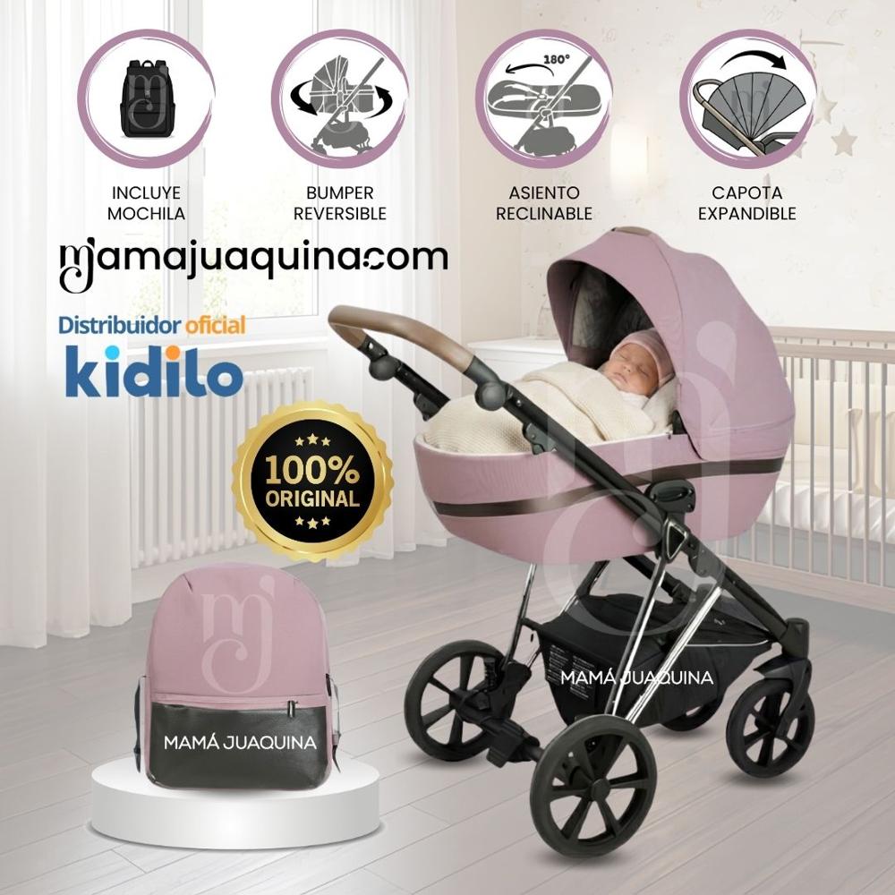 Coche Moisés Travel System KIDILO DAKIT con Mochila Pañalera Pink